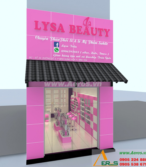 thiết kế nội thất shop mỹ phẩm lysa beauty của chị Lụa
