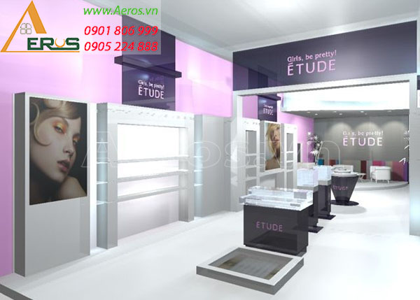 thiết kế shop mỹ phẩm Etude tại Tân Bình