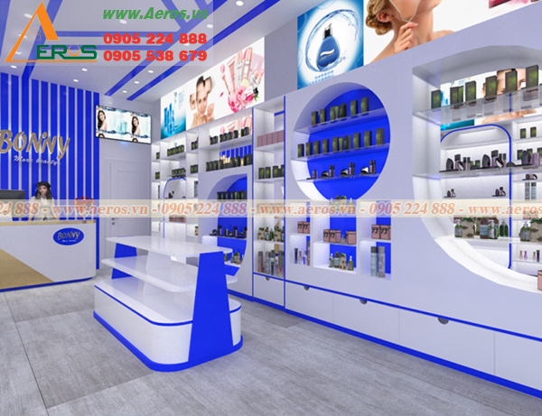 Hình ảnh thiết kế nội thất shop mỹ phẩm Bonivy, Quận Tân Bình, TPHCM